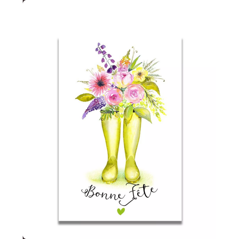 Carte Aquarelle Bottes Fleuries Bonne Fête - Les rêves de Caro - Achat en ligne - Jaines