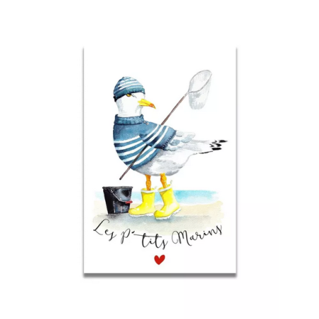 Carte Aquarelle P'tits Marins Goéland - Les rêves de Caro - Achat en ligne - Jaines