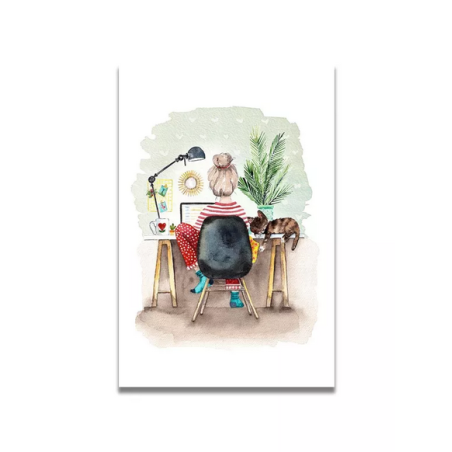 Carte Aquarelle TELE TRAVAIL - Les rêves de Caro - Achat en ligne - Jaines