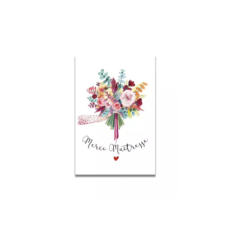 Carte Aquarelle Merci Maîtresse- Les rêves de Caro
