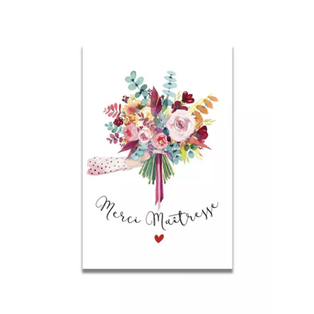 Carte Aquarelle Merci Maîtresse- Les rêves de Caro - Achat en ligne - Jaines