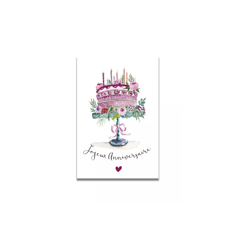 Carte Aquarelle Gros Gâteau Anniversaire- Les rêves de Caro - Achat en ligne - Jaines