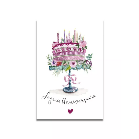 Carte Aquarelle Gros Gâteau Anniversaire- Les rêves de Caro - Achat en ligne - Jaines