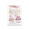 Carte Aquarelle Recette Cupcake d'Amour- Les rêves de Caro - Achat en ligne - Jaines