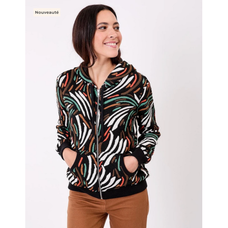 Sweat zippé maille jacquard YUMI - La Fiancée - Achat en ligne - Jaines