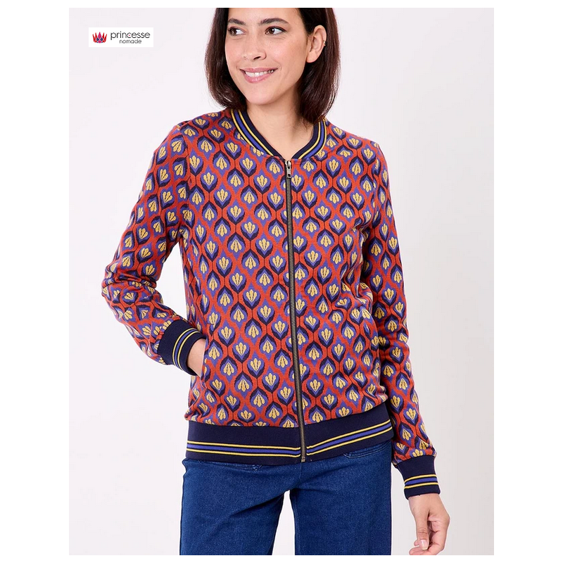 Blouson teddy maille jacquard bio - La Fiancée - Achat en ligne - Jaines