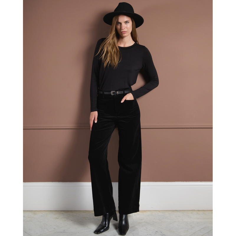 Pantalon velours noir LIYU523 - Surkana