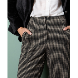 Pantalon noir pied de poule NIDA514- Surkana