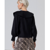 Chemisier col plissé noir LIVO125 - Surkana
