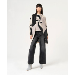 Manteau en jacquard Noir SEPI332 - Surkana