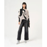 Manteau en jacquard Noir SEPI332 - Surkana