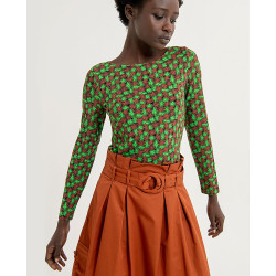 Jupe évasée avec ceinture et poches latérales Marron SALI622 - Surkana