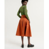 Jupe évasée avec ceinture et poches latérales Marron SALI622 - Surkana
