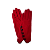 Gants tactiles rouge à boutons cuir  - Vincent Pradier - Achat en ligne - Jaines
