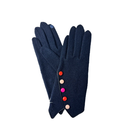 Gants tactiles violet à boutons cuir  - Vincent Pradier - Achat en ligne - Jaines