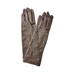 Gants tactiles taupe et...