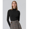 Pull cotelé col montant Noir LIZA239 - Surkana