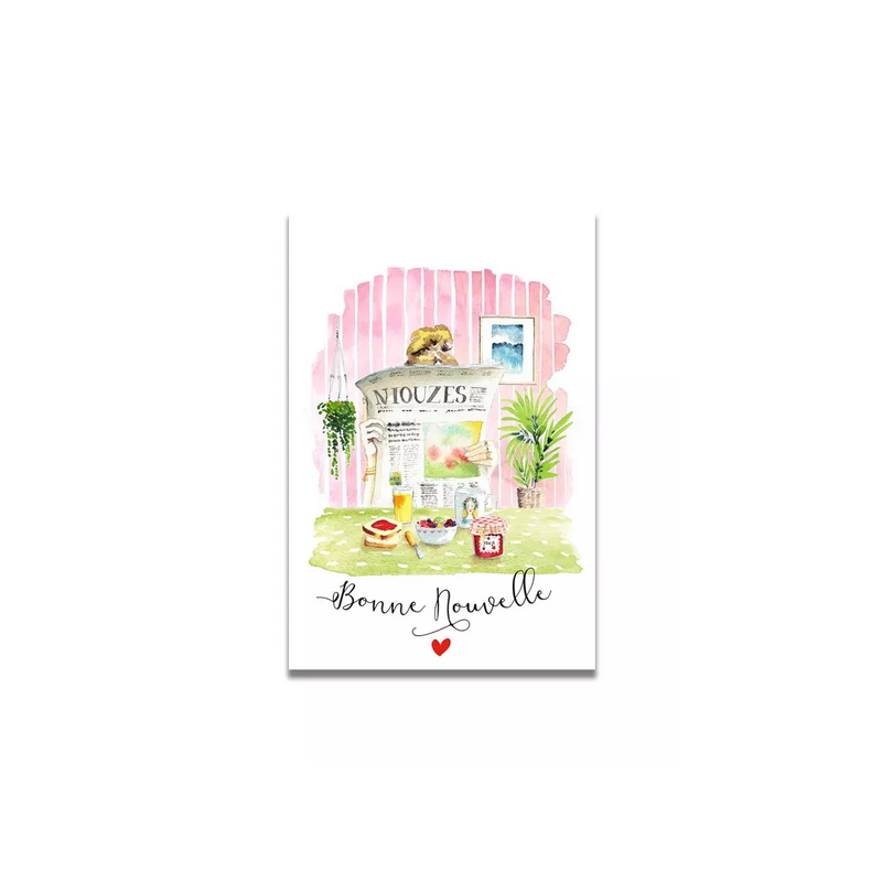 Carte Aquarelle Bonne Nouvelle- Les rêves de Caro