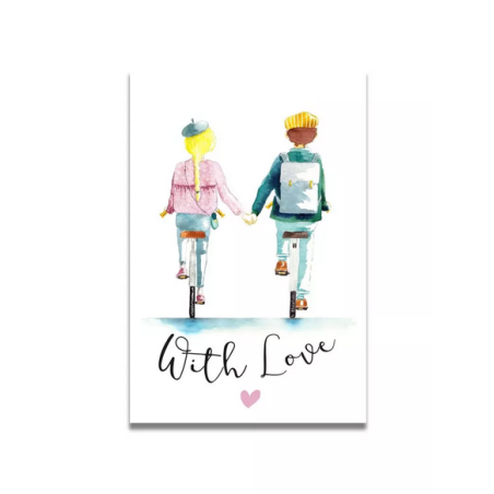 Carte Aquarelle Couple à Vélo- Les rêves de Caro - Achat en ligne - Jaines