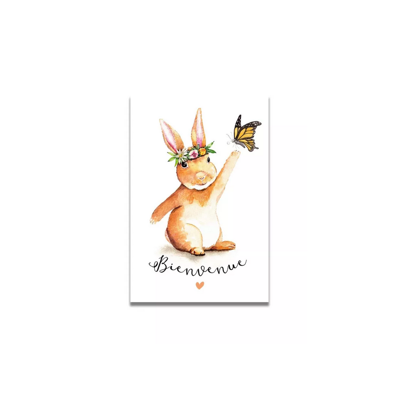 Carte Aquarelle Le Lapin Bienvenue- Les rêves de Caro - Achat en ligne - Jaines
