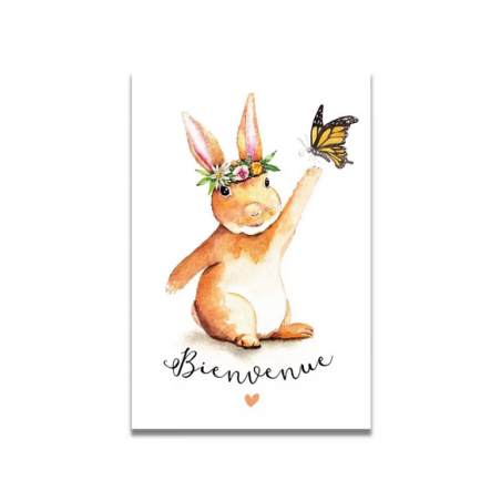 Carte Aquarelle Le Lapin Bienvenue- Les rêves de Caro - Achat en ligne - Jaines