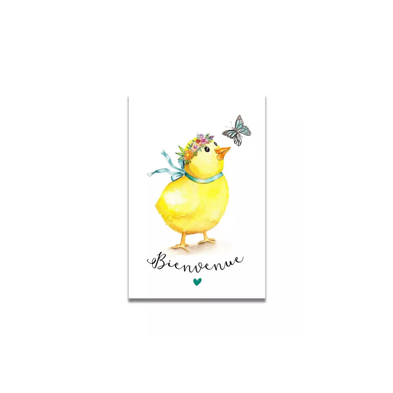 Carte Aquarelle Poussin Bienvenue- Les rêves de Caro - Achat en ligne - Jaines