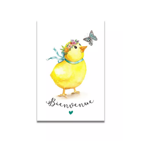 Carte Aquarelle Poussin Bienvenue- Les rêves de Caro - Achat en ligne - Jaines
