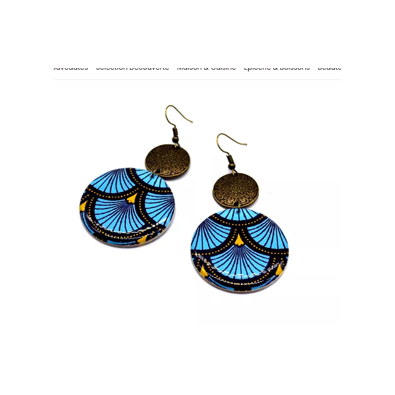 Boucles d'oreilles ronde vague japonaise bleu bronze - Jaïnès & Co