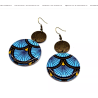 Boucles d'oreilles ronde vague japonaise bleu bronze - Jaïnès & Co