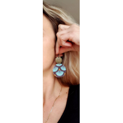 Boucles d'oreilles ronde vague japonaise bleu bronze - Jaïnès & Co