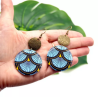 Boucles d'oreilles ronde vague japonaise bleu bronze - Jaïnès & Co