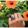 Bagues fleur Africaine orange bleu bronze - Jaïnès & Co - Achat en ligne - Jaines