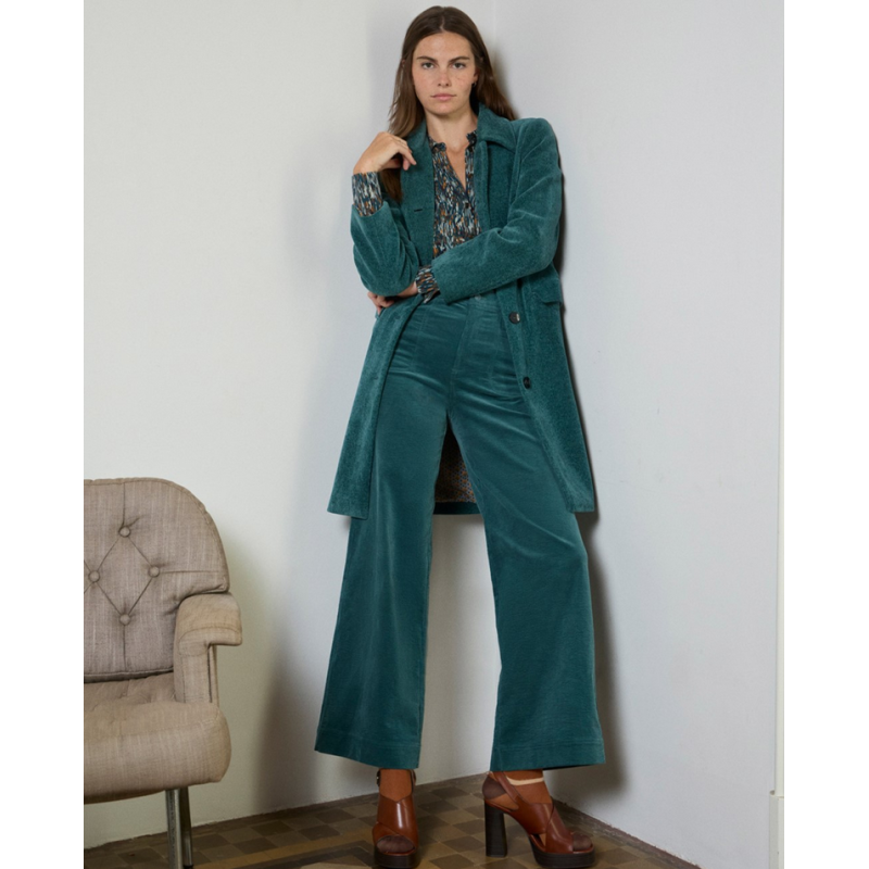 Pantalon velours bleu canard LIYU523 - Surkana