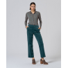 Pantalon droit en velours côtelé Bleu canard LIYU526- Surkana