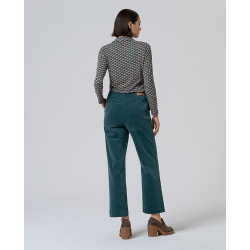 Pantalon droit en velours côtelé Bleu canard LIYU526- Surkana