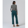 Pantalon droit en velours côtelé Bleu canard LIYU526- Surkana