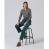 Pantalon droit en velours côtelé Bleu canard LIYU526- Surkana