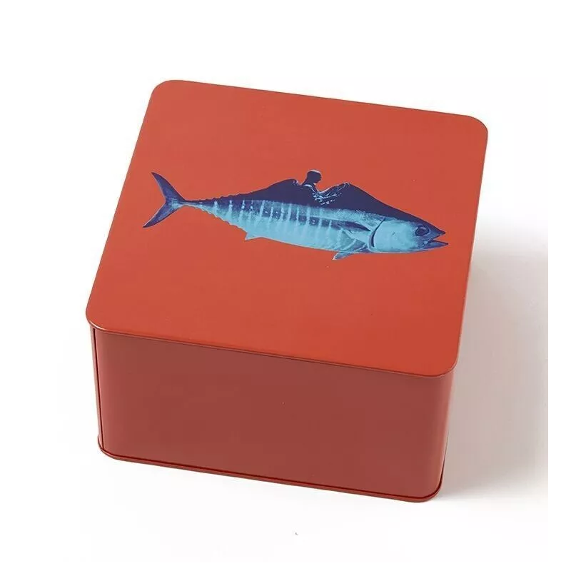 Boîte carrée métal - Poisson- Gangzaï