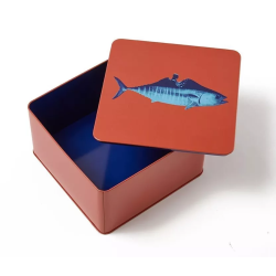 Boîte carrée métal - Poisson- Gangzaï