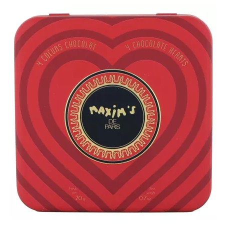 Boîte de chocolat 4 coeurs pralinés - Maxim's de Paris- Achat en ligne - Jaines