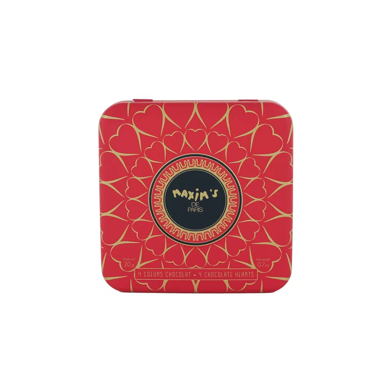 Boîte métal 4 coeurs chocolats pralinés - Rosace - Maxim's de Paris