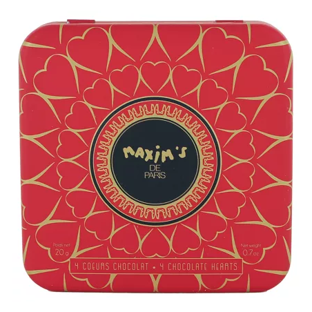 Boîte de chocolat 4 coeurs pralinés - Maxim's de Paris- Achat en ligne - Jaines
