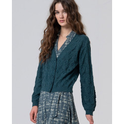 Cardigan Col V bleu canard...