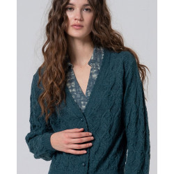 Cardigan Col V bleu canard OMAR337 - Surkana