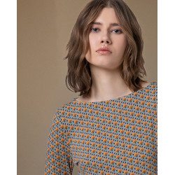 T-shirt col bateau Bleu...