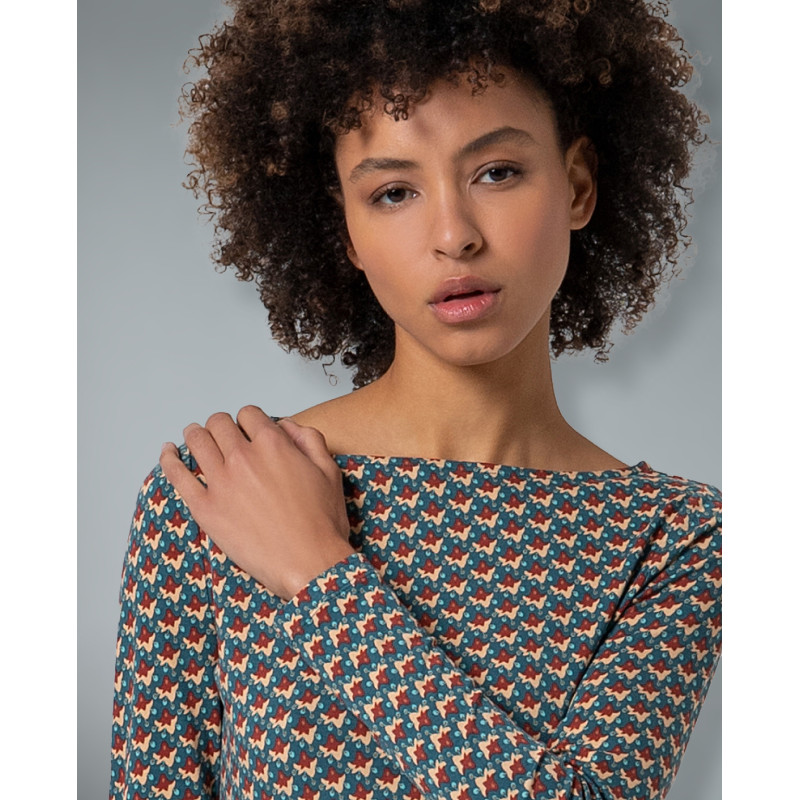 T-shirt col bateau Vert bouteille OMFO016 - Surkana
