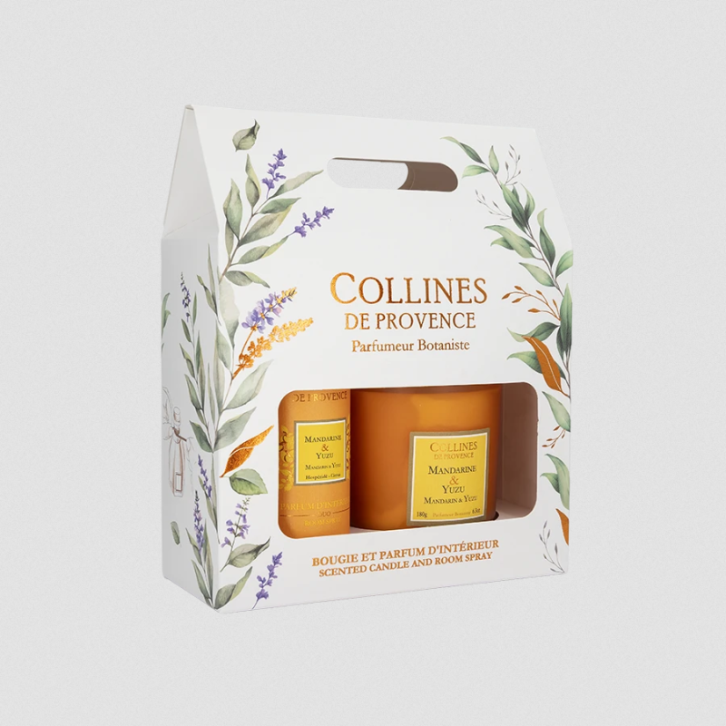 Coffret Bougie 180g & Parfum d'intérieur - Mandarine & Yuzu  - Collines de Provence