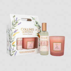 Coffret Bougie 180g & Parfum d'intérieur - Rose & Hibiscus - Collines de Provence