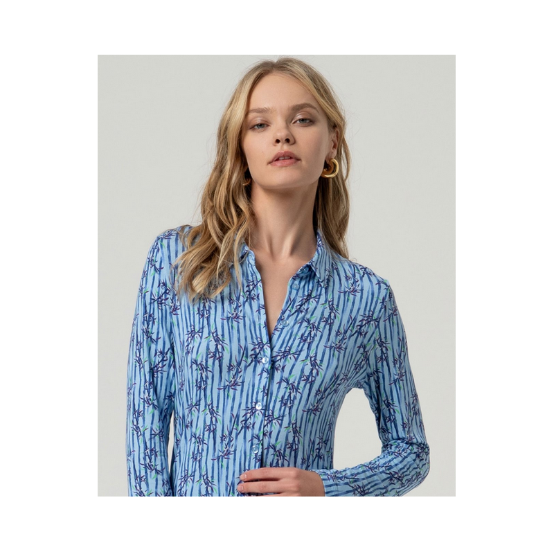 Chemise jersey imprimé Bleu INVI116 - Surkana