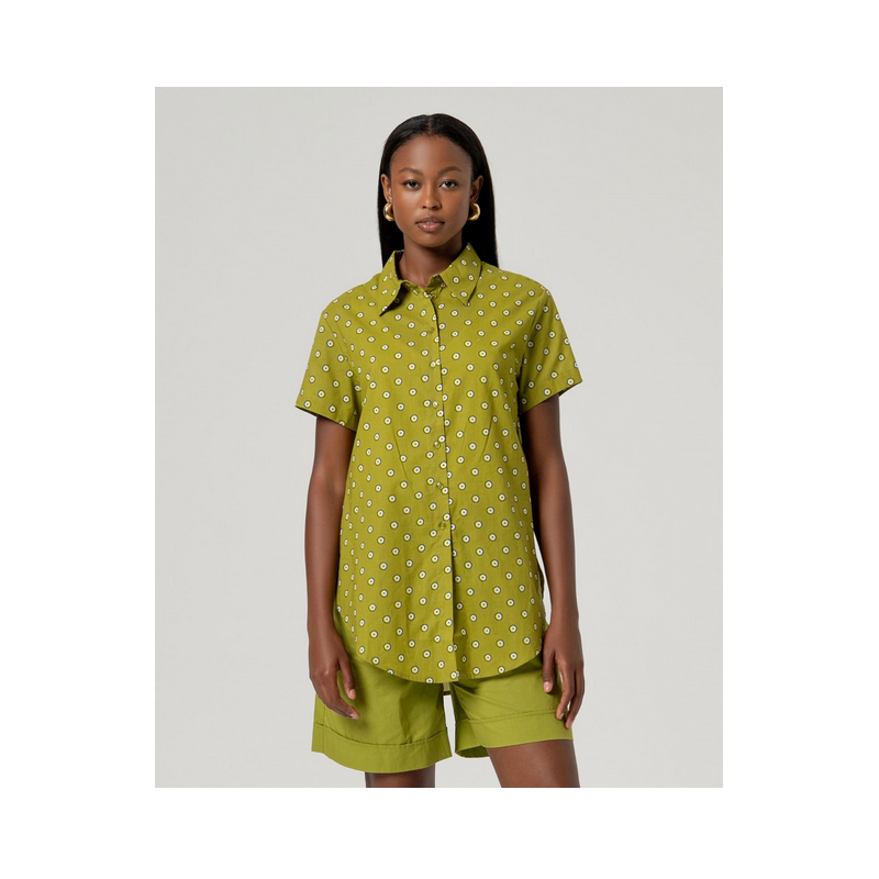 Chemisier long manches courtes Vert MIKA126 - Surkana